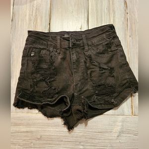 Black kancan denim shorts